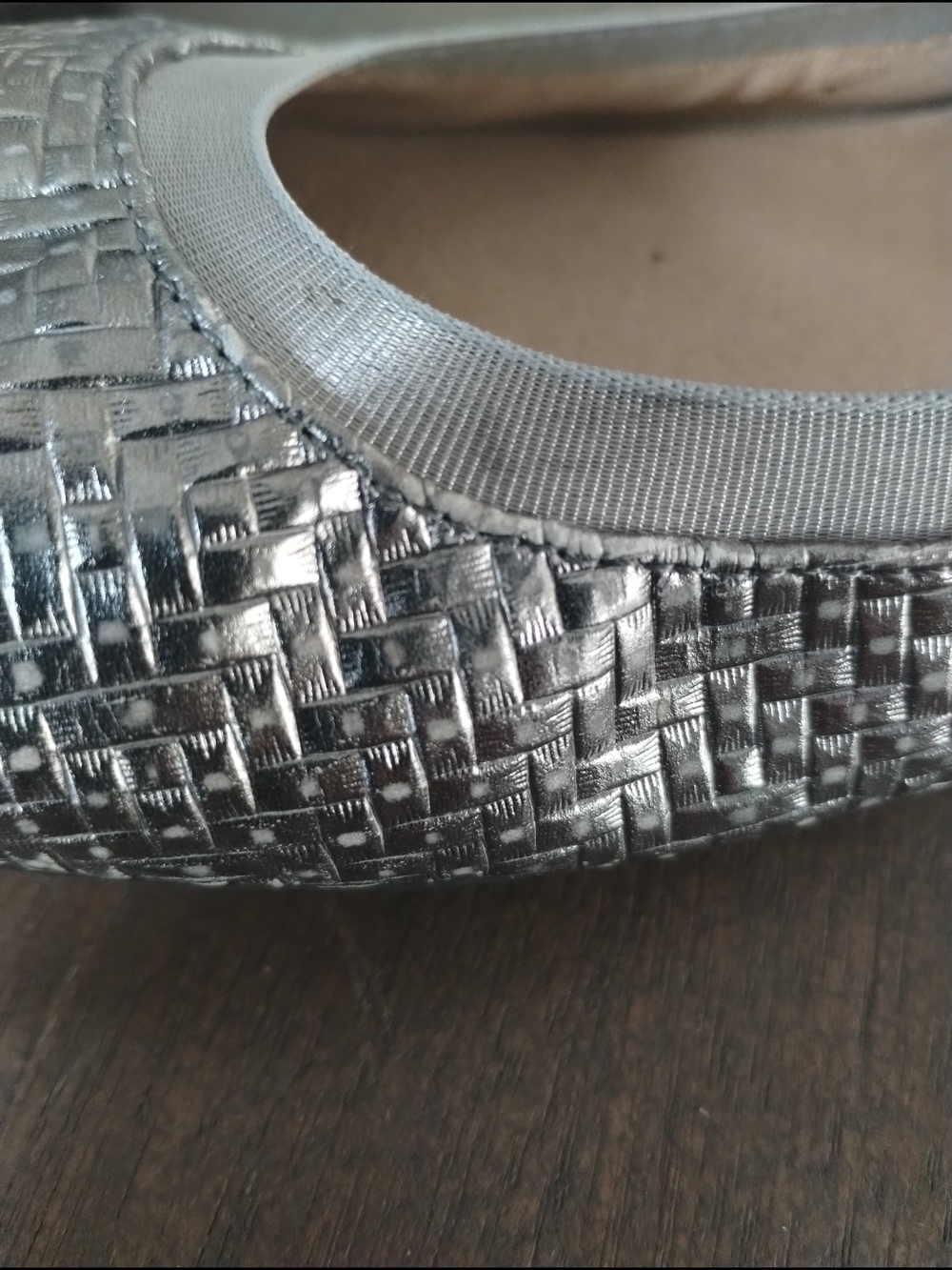 Vionic Anita Silver Metallic Basketweave Ballet Flats Orthotic 8 - Picture 10 of 11
